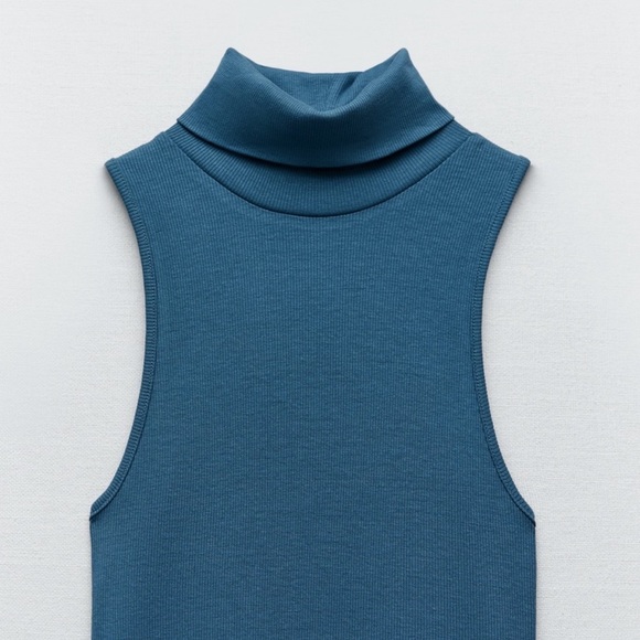 🆕 ZARA Ribbed Stretchy Dress High Neckline Style. NWT - Picture 5 of 10